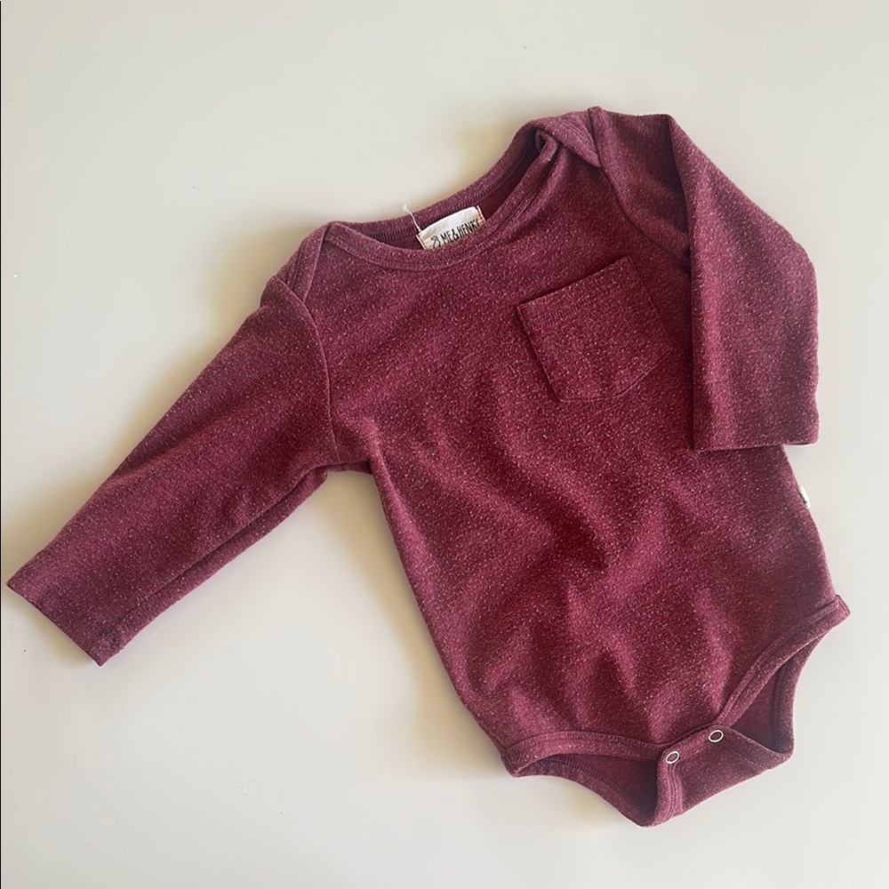 Me & Henry Burgundy Brushed Longsleeve Onsie